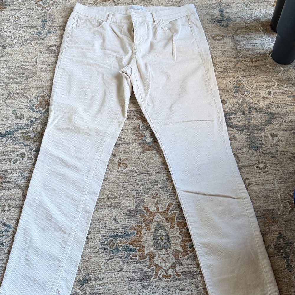 Ann Taylor Loft Cream Corduroy Trousers